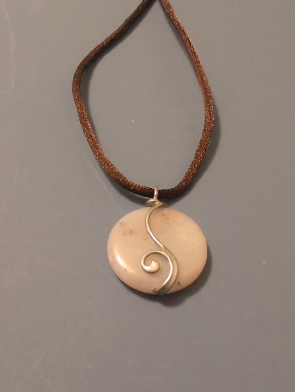 Beige Stone Spiral Pendant Necklace - Women Jewelry